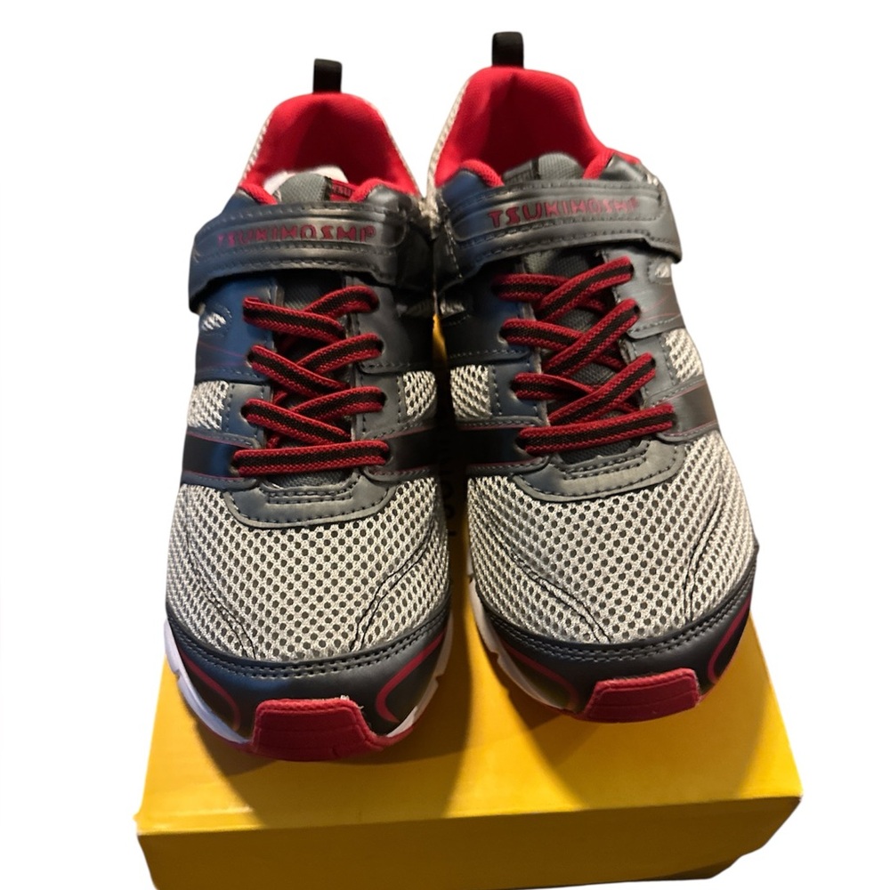 New in box Tsukihoshi Gray and Red Sneakers with Mesh Upper